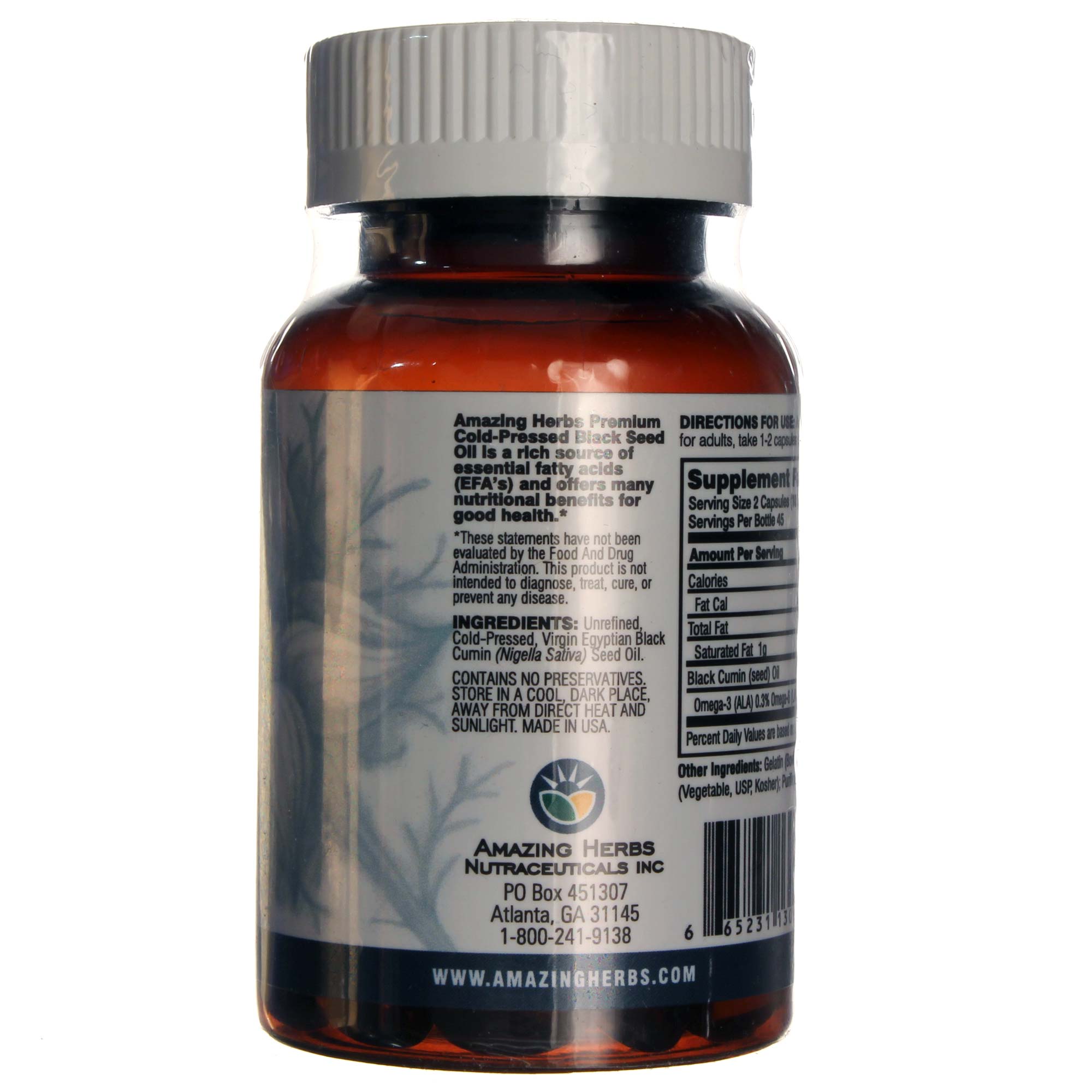 Amazing Herbs Black Seed Oil 90 Softgel Capsules