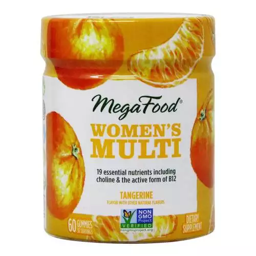 MegaFood Women's Multi Gummies Tangerine - 60 Gummies - 361632_front2021.webp