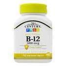 B-12 Quick Dissolve - 5000 mcg - 110 Sublingual Tablets Yeast Free by 21st Century
