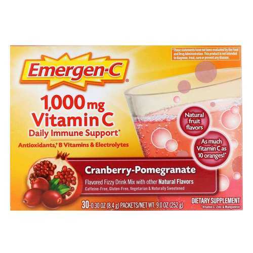 Alacer Emergen C Vitamin C 1000 Mg Super Orange Super Orange 30 Packets Evitamins Com