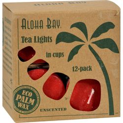 Aloha Bay Tea Light Candles, Red - 12 pack