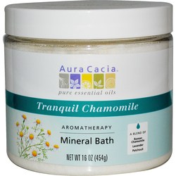 Aura Cacia芳香疗法矿物浴混合物，宁静洋甘菊-16盎司