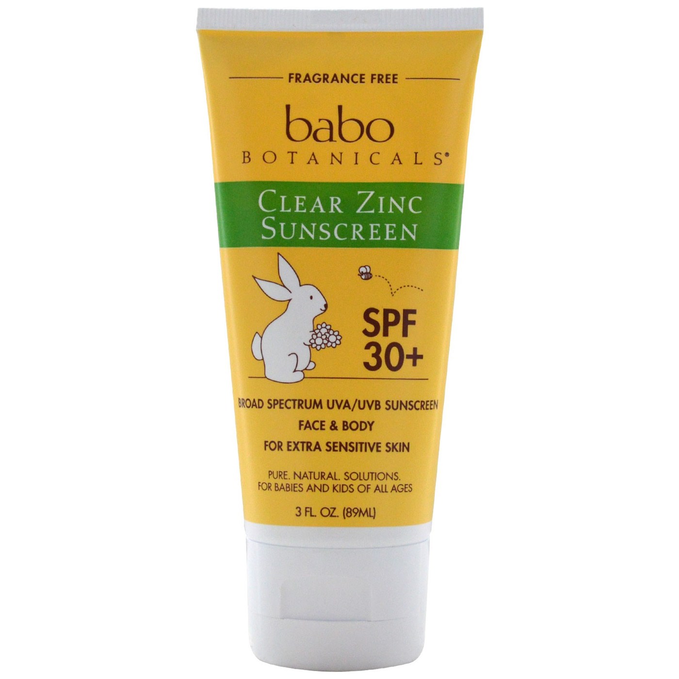 Babo Botanicals Clear Zinc Sunscreen, SPF 30 - 3 oz - Fragrance Free -  