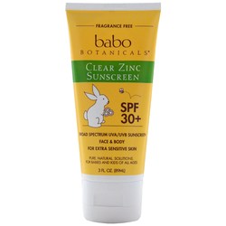 Babo植物清除锌防晒霜，SPF 30-3盎司 - 免费香气