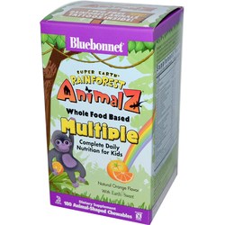Bluebonnet Nutrition Super Earth Rainforest Animalz Whole Food Based Multiple, Orange - 180 Chewables