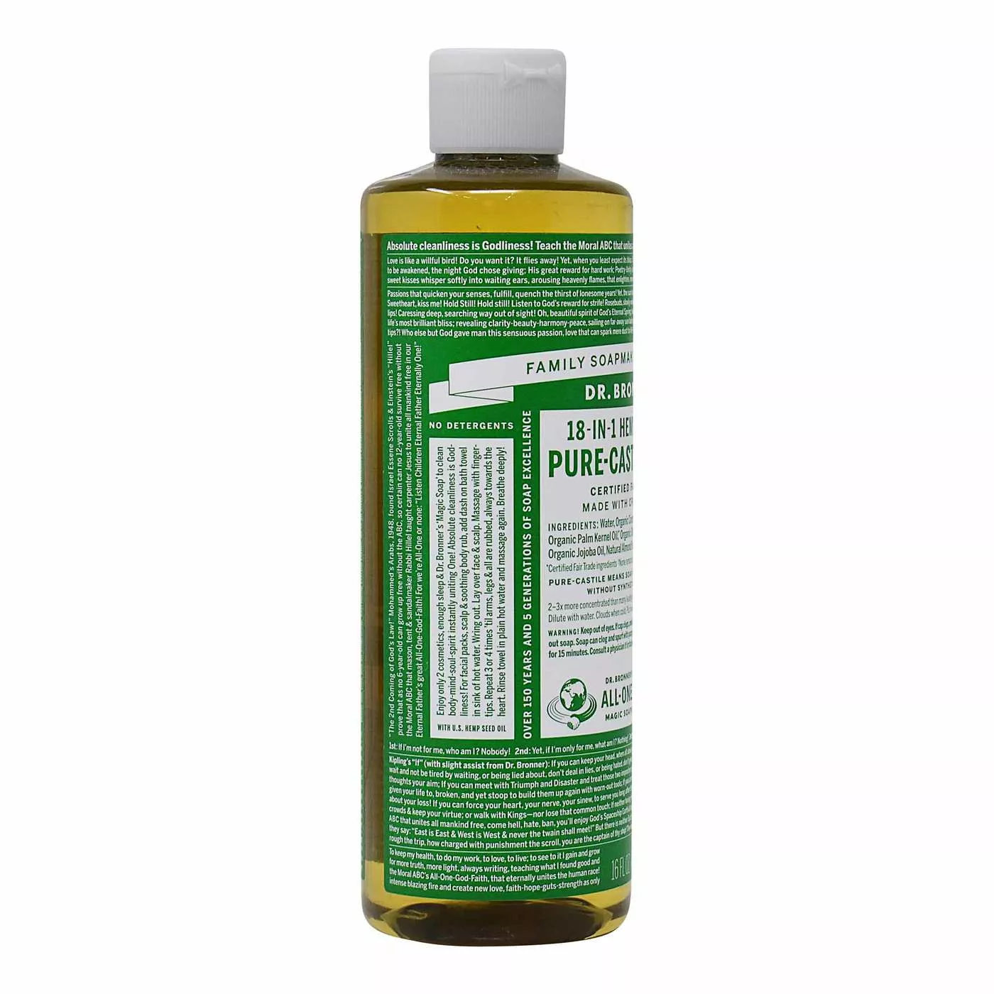 Dr. Bronner'S Almond Oil Pure Castile Soap, Almond - 16 Fl Oz (473 Ml) -  Evitamins.Com