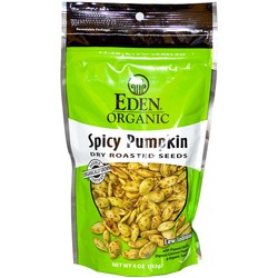 Eden Foods Organic Seeds, Pumpkin - Spicy Dry Roasted Seeds - 4 oz