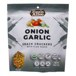 Foods Alive Flax Crackers, Onion Garlic - 4 oz (113 g)