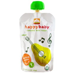 快乐宝宝有机婴儿食品第1阶段开始固体，梨- 16 - 3.5盎司袋