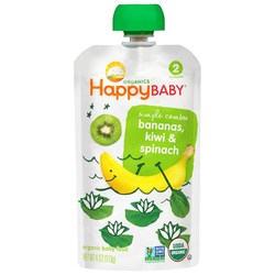 快乐宝宝有机婴儿食品第二阶段简单组合，香蕉和猕猴桃- 16 - 3.5盎司袋