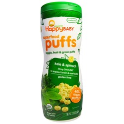 Happy Baby Happy Puffs, Greens - 6 - 2.1 oz Cans