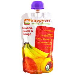 Happy Tot有机超级食品水果和蔬菜混合，香蕉，桃子和芒果- 16 - 4.22盎司袋