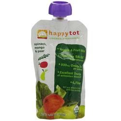 Happy Tot Organic Superfoods Fruit and Vegetable Mixes, Spinach, Mango and Pear - 16 - 4.22 oz Pouches