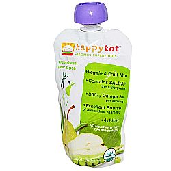 Happy Tot Organic Superfoods Fruit and Vegetable Mixes, Green Bean, Pear and Pea - 16 - 4.22 oz Pouches