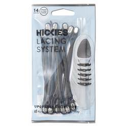Hickies No Tie Shoelaces Metallic Black Silver - 14 Units