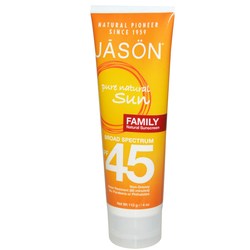 杰森天然化妆品家族防晒霜广谱，SPF 45 - 4液盎司