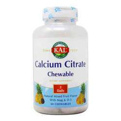 Kal Calcium Citrate+, Mixed Fruit - 500 mg - 60 Chewables