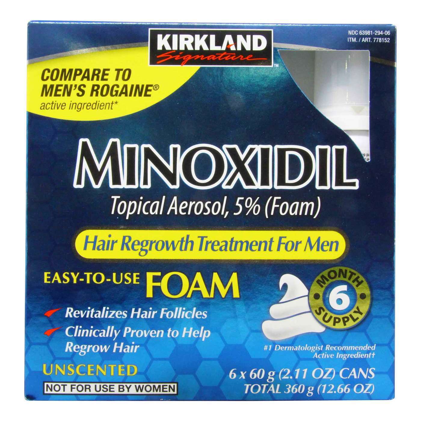 Kirkland Signature Minoxidil - 6 - 2.66 oz Cans - eVitamins