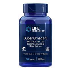 Life Extension Super Omega-3 EPA DHA with Sesame Lignans  Olive Extract - 240 Softgels