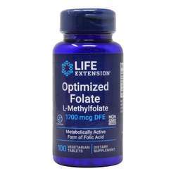 Life Extension Optimized Folate L-Methylfolate 1700 mcg - 100 Vegetarian Tablets