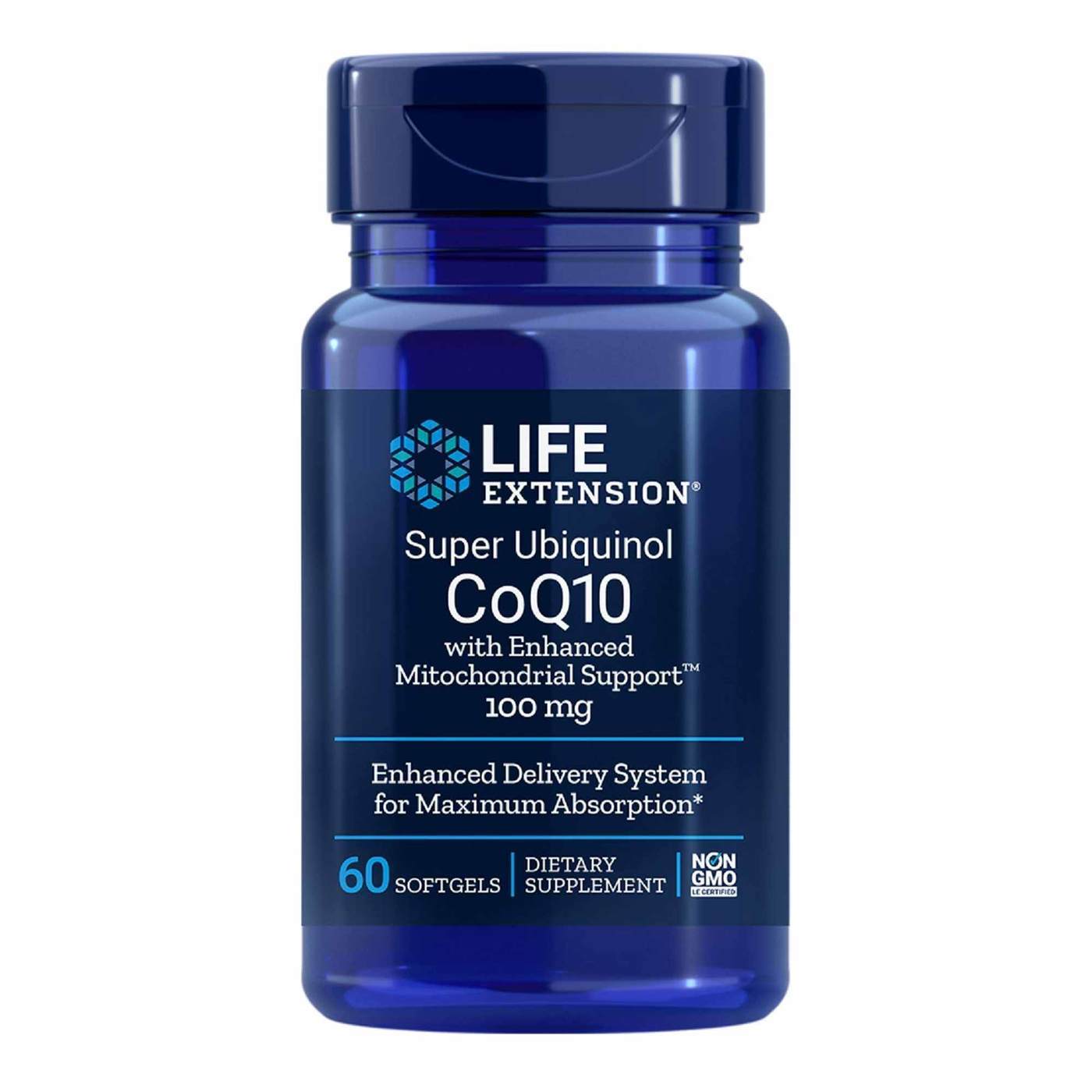 Life Extension Super Ubiquinol CoQ10 with Enhanced Mitochondrial Support  100 mg - 60 Softgels - eVitamins.com