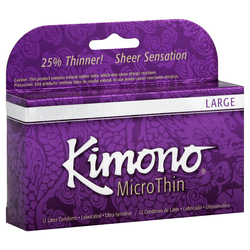Mayer Laboratories Kimono MicroThin Condoms, Large - 12 Latex Condoms
