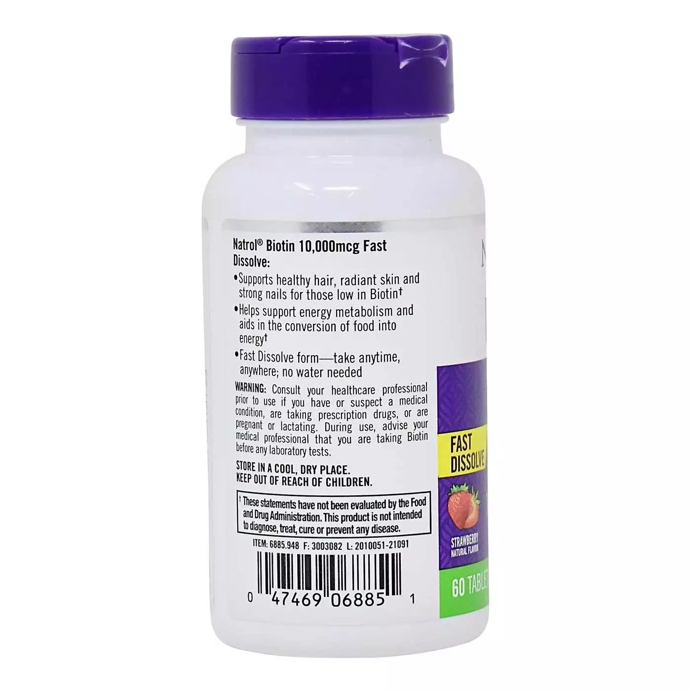 Natrol Biotin, Strawberry - 60 Tablets - eVitamins.com
