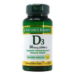 Nature's Bounty Vitamin D3 - 50 mcg (2,000 IU) - 150 Softgels