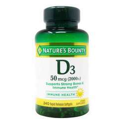 Nature's Bounty Vitamin D3 - 50 mcg (2,000 IU) - 240 Softgels