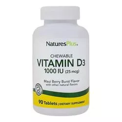 Nature's Plus Vitamin D3，Berry-爆破25 MCG（1,000 IU）-90片