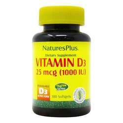 Nature's Plus Vitamin D3 - 25 mcg (1,000 IU) - 180 Softgels