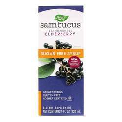 大自然的方式Sambucus黑色接骨木糖浆，无糖-4 fl oz（120 ml）