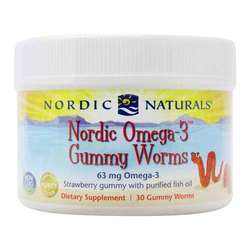 Nordic Naturals Nordic Omega-3 Gummy Worms, Strawberry - 30 Gummy Worms