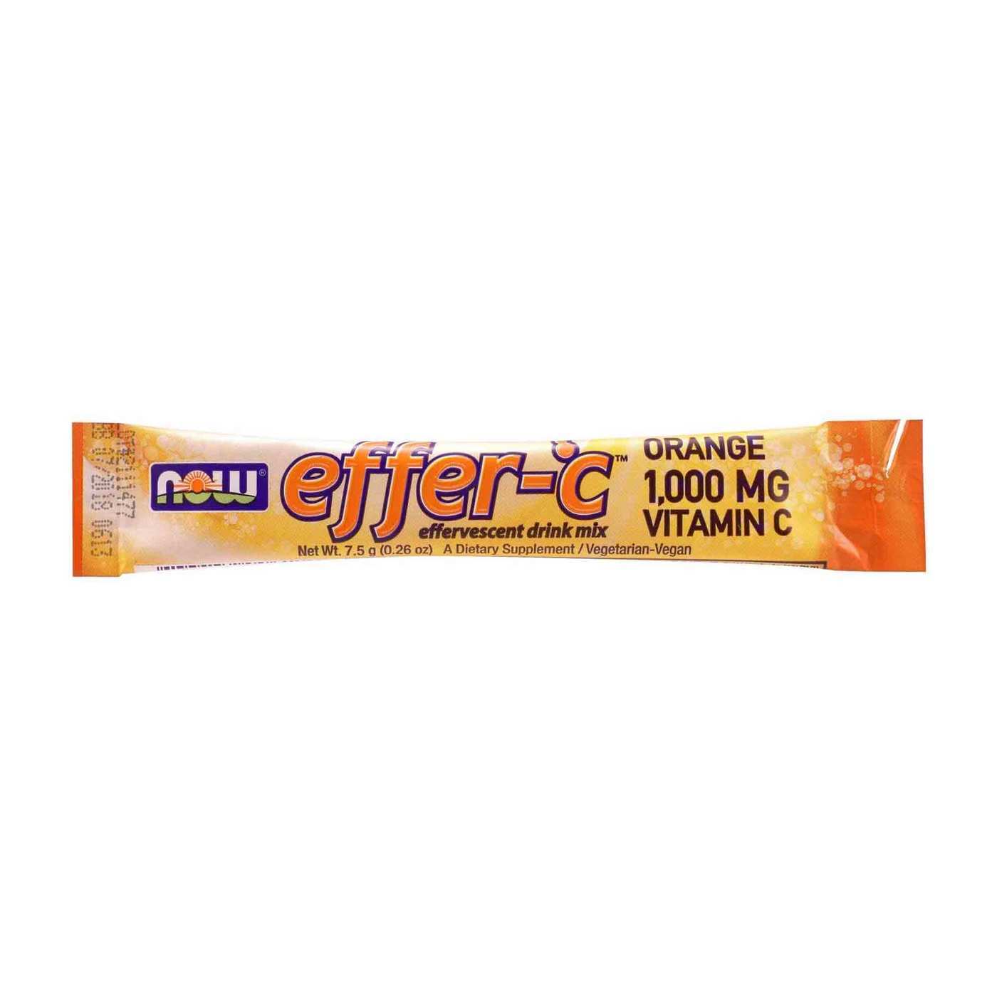 Now Foods Effer-C, Orange - 1000 mg - 30 Packets - eVitamins.com