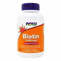 Now Foods Biotin - 5,000 mcg - 120 Vegetarian Capsules