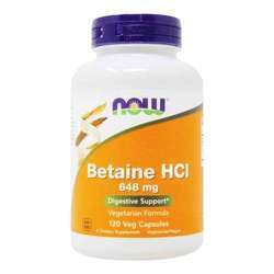 Now Foods Betaine HCl - 648 mg - 120 Vegetarian Capsules