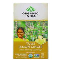Organic India Tulsi Tea, Lemon Ginger - 18 Tea Bags