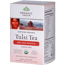 有机印度图尔西茶，混合红柴马萨拉茶- 18包茶