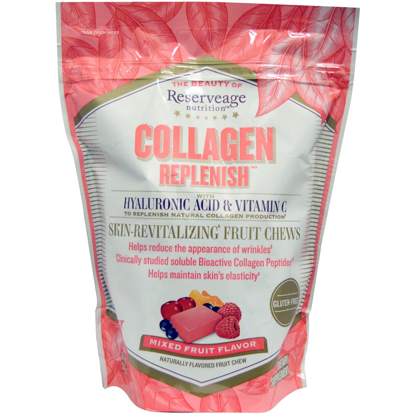 Reserveage Organics Collagen Replenish Chews, Mixed Fruit