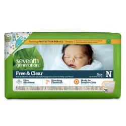Seventh Generation Free and Clear Diapers, Newborn - (up to 10 lbs) - 36 Diapers
