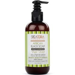 Shea Terra Organics African Black Soap Body Wash, Lemongrass - 8 oz