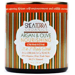 Shea Terra Organics Argan and Olive 2-in-1 Body Scrub, Clementine - 8 oz