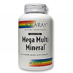 Solaray Multi Mineral Mega, Iron Free - 200 Caps