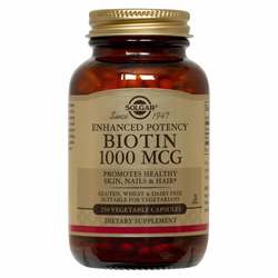 Solgar Enhanced Potency Biotin 1000 MCG - 250 Vegetable Capsules