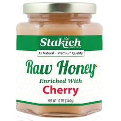 Stakich Enriched Raw Honey, Cherry - 12 oz
