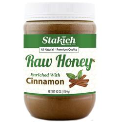 Stakich Enriched Raw Honey, Cinnamon - 40 oz