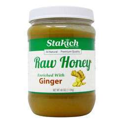 Stakich Raw Honey Enriched with, Ginger - 40 oz (1134 g)