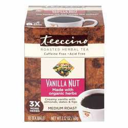 Teeccino Herbal Coffee, Vanilla Nut - Medium Roast - 10 Tee-bags