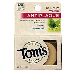 Tom's of Maine Naturally Waxed Anti-Plaque Flat Floss, Spearmint - 32 Yards