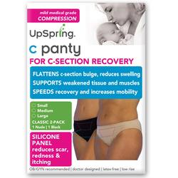 UpSpring Classic Waist C-Section Recovery Underwear 2-Pack, Medium - Nude/Black